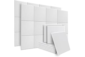 BUBOS 12 Stück Selbstklebend Akustikpaneele,30x30x0,9cm Schalldämmung Akustikplatten,Hochdichte Schallabsorber Wand,Schallschutz Wand für Tonstudio,Podcasts,Büros,Home（Weiss）