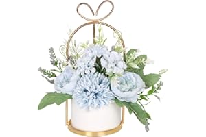 Hobyhoon Künstliche Blumen im Topf, Unechte Deko kunstblumen wie echt Gefälschte Hortensien seidenblumen für Hochzeitsdeko, Tischdeko, Wohnzimmer, Schlafzimmer, Zimmer Deko