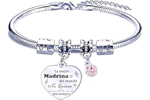 FGHJK Regalo Madrina Pulsera para Madrina Pulseras La mejor Madrina del mundo Te Quiero por siempre para Madrina Regalo de Cumpleaños Regalos Navidad Madrina Ideas Regalo Madrina