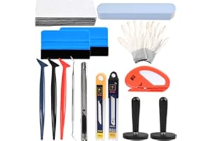 FOROREH Autofolien Tönungsfolie Lackschutzfolie Set Vinyl Wraps Tool Micro Rakel Filzrakel Folienschneider Magnethalter Arbeitshandschuhe 9mm Cuttermesser mit Abbrechklingen