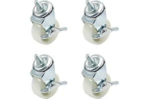 MroMax Lot de 4 roulettes pivotantes de 4 cm en polypropylène avec tige filetée à 360 degrés avec frein, capacité de 30 kg par roue.