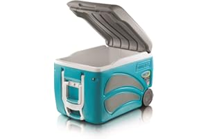 PINNACLE THERMOWARE Pinnacle Glacière Portable 45 litres Roller 45 L avec Roues, Camping, Sport, Bleu Ciel, 59 x 37,5 x 43 cm