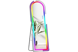 Lvifur Led Specchi da Terra Specchi, 160 x 50 cm Grande Specchio Bagno con Luce e Supporto, Specchio con Modalità di Illuminazione Multiple per Camera da Letto Soggiorno (Bianco Viola Arco)