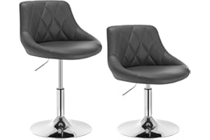 ‎WOLTU WOLTU Zestaw 2 obrotowych taboretów barowych z regulacją wysokości 42-58 cm, aksamitny stołek bistro z metalową strukturą, szary, BH241gr-2