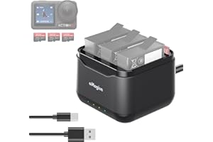 LHPHEIX OSMO 360/Action 5 Pro/4/3 Fast Charging Hub,for DJI OSMO Action 5 Pro,4,3, OSMO 360 Battery Charger Station,USB-C 5V 3A Portable Quick Charger with 3 SD Card Slots