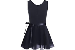 iiniim Girls Team Basic Long Sleeve/Sleeveless Leotard Tied Skirt Kid Dance Ballet Gymnastics Tutu Dress