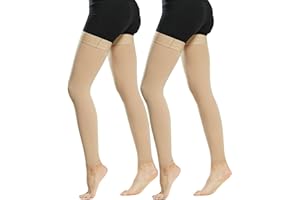 Evolyline 2 Paar Medizinische Kompressionsstrümpfe Damen & Herren 20-30 mmHg, Klasse II Oberschenkel Lang Stützstrümpfe Kompressionssocken für Flugreisen Abgestufte Unterstützung bei Krampfadern