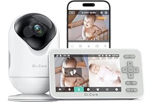 Dr.Care VistaView Lite Camara Vigilancia Bebe WiFi, 4" 720P Pantalla Dividida, Cámara 1080P, Visión Nocturna, Alertas de Movimiento, 3000mAh, Seguridad Triple, Multiusuario, Alcance 390m