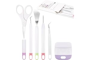 HOTACE 6 Pieces Vinyl Weeding Tools - Basic Tool Set Plotter Accessories for Cricut Includes Hook Weeder, Tweezers, Scissors, Spatula, Scraper, Straight Weeder for Cricut/Silhouette/Siser/Oracal 631 651 751
