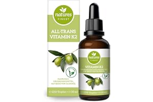 ‎NATURES FINEST Vitamin K2 Tropfen natures FINEST® K2 Vitamin für jeden Tag, Vitamin K2 hochdosiert flüssig pro Tagesdosis, 50 ml (1250 Tropfen), MK-7 Menaquinon (> 99% All-Trans-Form) Made in Germany