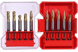 CSOOM Hartmetall Frässtifte Set Hartmetallfräser, Rotaryfräser konisch mit 6 mm Sechskantschaft - Hartmetall
