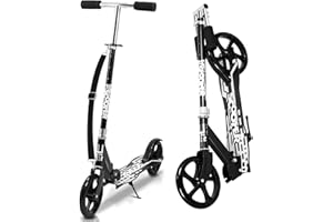Fiqops Scooters for Kids Ages 3-12, Folding Kick Scooter with 190mm Big Wheels and Carry Strap, Lightweight Childrens Scooter with Kickstand, 3 Adjustable Handlebar, up to 100Kg