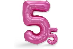 FUNXGO Palloncino Numero 5 rosa - Gigante Palloncini Compleanno 5 Anni - Vola con l'Elio - Feste Decorazione di Compleanno Palloncino 5 rosa