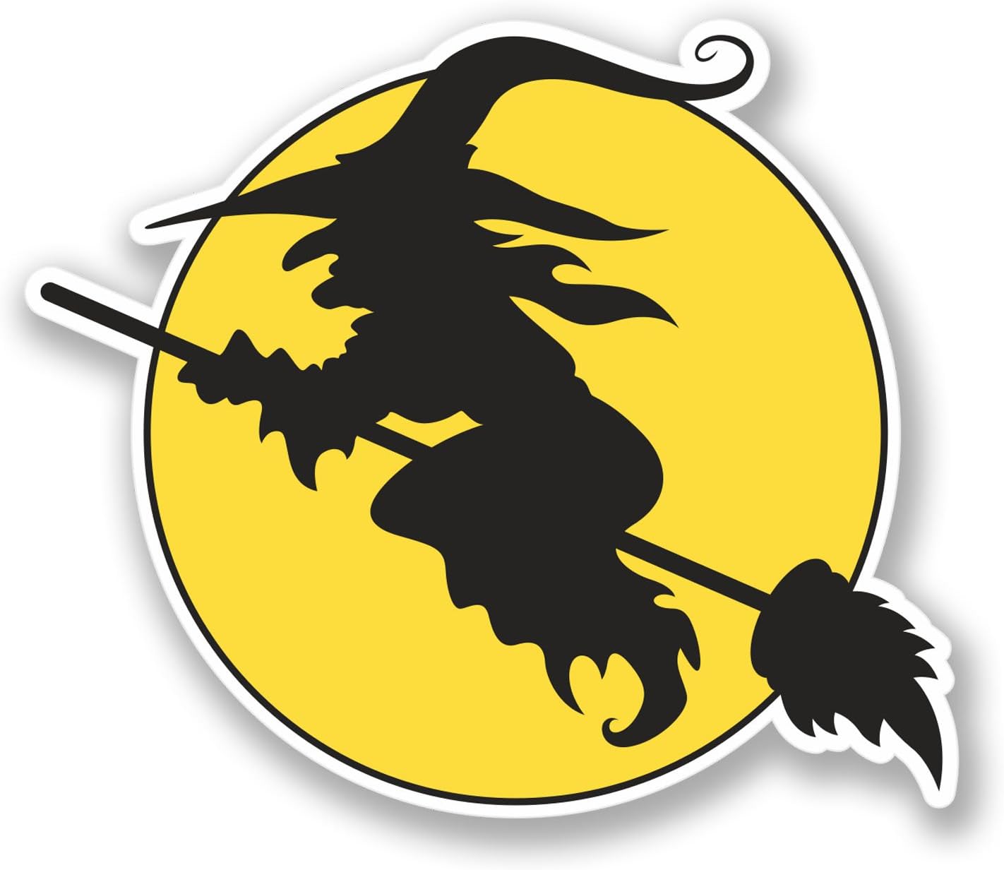 2 x Witch & Broomstick Sticker Car Bike Bike Laptop Halloween Evil Funny #4273 (10cm Wide x 8.6cm Tall)