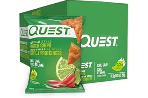 Quest Nutrition Chili Lime Gusto Tortilla Style Protein Chips, Alto Proteine, Senza Glutine, Senza Patate, 1g Zucchero, 4g Carboidrati, 8ct