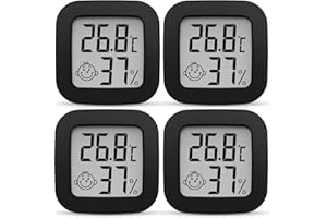 HOUDIAN Mini Room Thermometer Digital Hygrometer Thermometer Indoor LCD Temperature and Humidity Monitor for Home, Office, Bedroom, Baby Room, Warehouse, Cellar, Car (black-4)