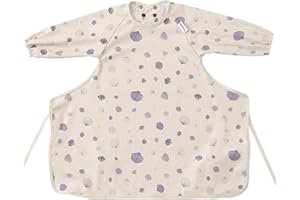 Yiupea Bavaglino per Bambini con Maniche Lunghe da Attaccare al Seggiolone da 6 a 24 mesi, Bavaglino per lo Svezzamento Impermeabile e Facile da Pulire, Lavabile in Lavatrice