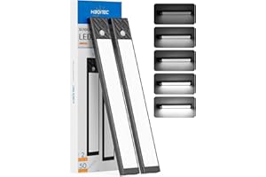 HIBOITEC Lampe de Placard, 50LED Dimmable Lampe Detecteur de Mouvement Interieur, USB-C Reglette LED Cuisine，sans Fil Rechargeable pour Armoire Cuisine Placard Escalier - 25,5 cm, Lumière Blanche