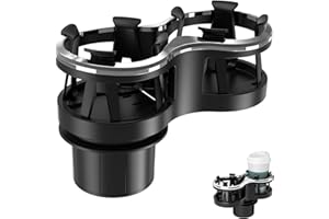 JEEJINYAN Auto Getränkehalter, 2 in 1 Doppel Becherhalter Auto mit Verstellbarer Basis und Beweglicher Halterung, Universal Autozubehör Innenraum Car Gadgets 360 ° Drehbar Kaffeebecher Halterung Auto Schwarz