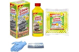 CAMLEIGH HOME STORES Elbow Grease Oven Cleaner for Home Ovens and BBQs, Cleaning Bundle includes a 500 ML Bottle, Bags, Gloves & a pack of 3 Elbow Grease Power Cloths. Ideal oven cleaner for cleaning fan assisted ovens.