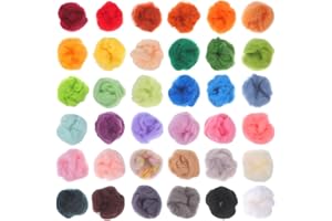 rosenice Filzwolle 36 Farben Märchenwolle Schafwolle Set zum Nassfilzen und Trockenfilzen DIY