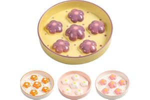 PTOBER Ceramic Slow Feeder Bowl - Healthy Eating Cat Food Plate - Cute Maze Puzzle Feeder - Dishwasher Safe - 6.3''W x 1.2''H - 6 OZ - Light Purple Flower