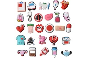 Babioms 27 Piezas Adornos de Zapatos de Enfermera, Encantos de Dibujos Animados de PVC, Diferentes Formas, Clog para Decoración, Pulsera Charms para Niños