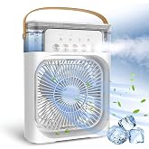 Jouis Masa&uuml;st&uuml; Taşınabilir Mini Klima - 600ml Su Depolu, 5 Spreyli Hava Soğutucu Vantilat&ouml;r, 3 Kademeli Hız, Renkli Led Işıkl