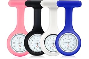 ZQuintuplian 4 Pcs Fob Watches for Nurses, Pocket Clock with Pin Fob Watch, Infection Control Design Health Care Pocket Watches for Nurses Doctors Paramedic, Easy to Carry Nurses Watch