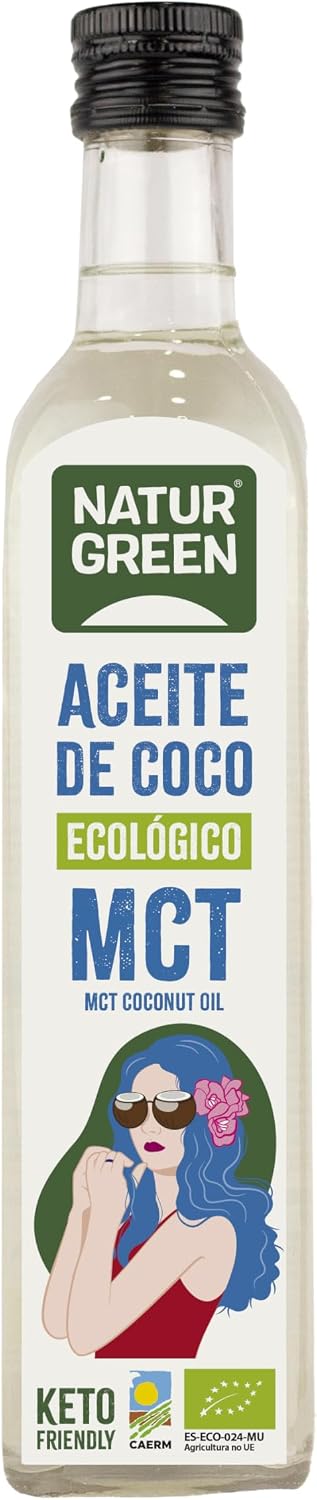 NaturGreen - Aceite de Coco Bio, MCT Ecológico, Sustituto de la Mantequilla, 100% Vegano - 500 ml
