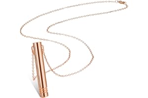 Fiada Collier de Respiration Consciente en Acier Inoxydable Collier de Soulagement d'Anxiété Collier d'Exercices de Respiration Profonde Articles Anti-Stress Méditation (Or Rose, Élégant)