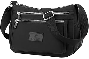 Wafybsre Borse a tracolla casual multi-tasca delle donne borse impermeabili di nylon della spalla (Nero)