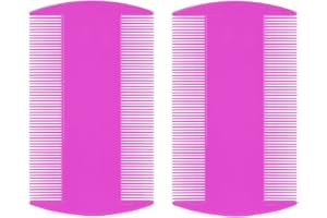 FOHOLA 2 Pcs Lice Combs, Nit Combs, Durable Double Sided Headlice Combs, Headlice Treatment for Adults, Kids, Pets (2PCS, Rose Red)
