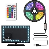 مجموعة مصابيح LED بشريط RGB خلف التلفزيون والكمبيوتر الشخصي - 3 أمتار، مدخل USB، متحكم فيه، 352 خيارًا للألوان، IP20 داخلي، 4 وات طاقة منخفضة