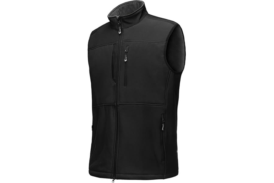 33,000ft Mens Softshell Gilet Activewear Vests Windproof Fleece Lined Outerwear Zipped Pockets Sleeveless Softshell Jacket for Leisure, Golf, Travelling