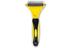 GLÜCKPET Cepillo para Perro, Elimina el Pelo Muerto, Desenreda Nudos, Amarillo, Certificado CE