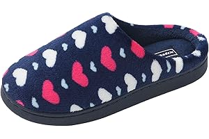 JOMIX Maison Chaussons Femme Pantoufles avec Cœur Chaussons en Peluche Chaude Doublure Chaussures Femme Intérieur Hiver Douce Accueil Slippers