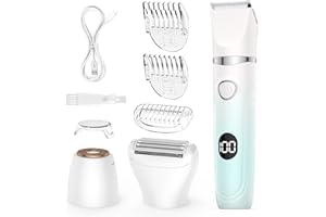 BILITASE Lady Shaver for Women,3-in-1 Wet & Dry Use Bikini Trimmer for Women,Electric Painless Razor for Legs,Body,Private Area,Sensitive Skin (Gradient Green)