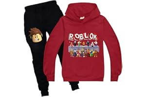 Baonmy Boys Roblox Jersey con capucha y pantalones, trajes de chándal Personajes de dibujos animados Suéter de algodón con capucha Pantalones Conjuntos de ropa