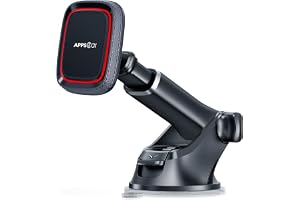 APPS2Car biltelefonhållare Magnetic Phone Car Mount, Universal Dashboard Windscreen Industrial-Strength Suction Cup Car Phone Mount Holder med justerbar teleskopisk arm, 6 starka magneter för alla