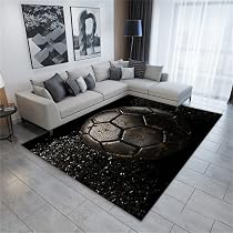 Tapis Football 3D 140x200cm | Motif Terrain Vert Pour Chambre Enfant, Salon - Flanelle Douce