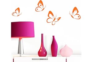 Grandora W697 Tatuaggio a Muro Set di 4 Farfalle I Arancione I Bebè vivaistica Autoadesivo Muro Adesivo Autoadesivo da Muro Adesivi murali