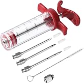 Meat Injector Syringe - 3 Premium Marinade Injector Needles for BBQ Grill & Smoker, 1oz Large Capacity, Easy to Use & Clean
