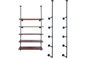 LINKPIPES Industrielles Rohrregal, Regalhalterungen DIY Open Book Regal für Büroraum Küche Wandregale(2Pcs 5Tier,69.7" hoch,11" tief, nur Hardware)