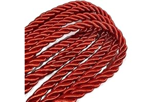 HABERCRAFTS 10mm Red Metallic Rope Twisted Cord Strong All Purpose Rope Soft Cotton Polyester Blend 3 Strand Cord Rope for Crafting Upholstery Trim Curtain Tieback Decoration (10mm - Red - 3 Meters)
