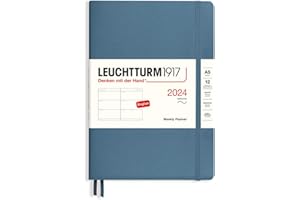 ‎LEUCHTTURM1917 LEUCHTTURM1917 367664 Wochenkalender, Softcover, Medium (A5) 2024, 12 Monate, Stone Blue, Englisch