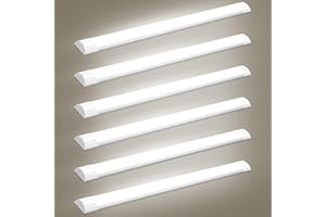 wowspeed 6PCS 30W LED Batten Light, 3ft Ceiling Tube Light, 6500K Cold White Batten Light, 3600lm, 180°Beam Angle, Ceiling Lights for Home, Workshop, Office, Garage