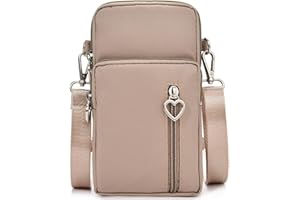 BRINNY Damska torebka, torba na ramię, torba na ramię, ze sztucznej skóry, 3 kieszenie na zamek błyskawiczny, uniwersalna torba na telefon komórkowy do zawieszenia, portfel na telefon komórkowy poniżej 7