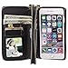 Produktbild HARRMS Apple iPhone 5/5S/SE Leder Hülle Flip Case Handytasche und Brieftasche mit Standfunktion Kredit Karten Fach mit Unsichtbarem Magnet, Schwarz