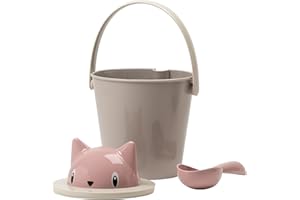 United Pets Crick - Seau à Croquettes pour Les Chats, fabriquè en Italie, cuillère-Mesure Incluse. Couleur: Rose/Gris. Designer: Giovannoni